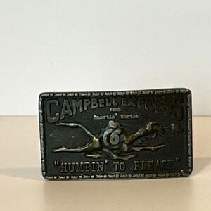 Vintage Campbell Express Snortin' Norton 66 "Humpin To Please" brass belt buckle